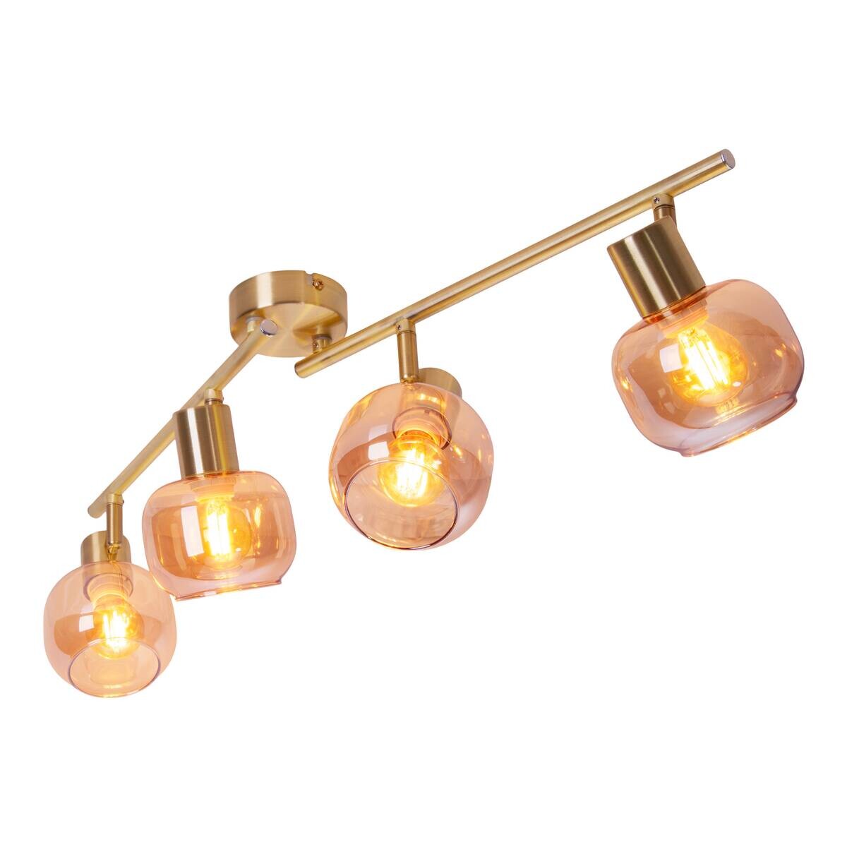 Näve Leuchten Spot gold Glas Metall B/H/T: ca. 80x20x10 cm E14 4 Brennstellen