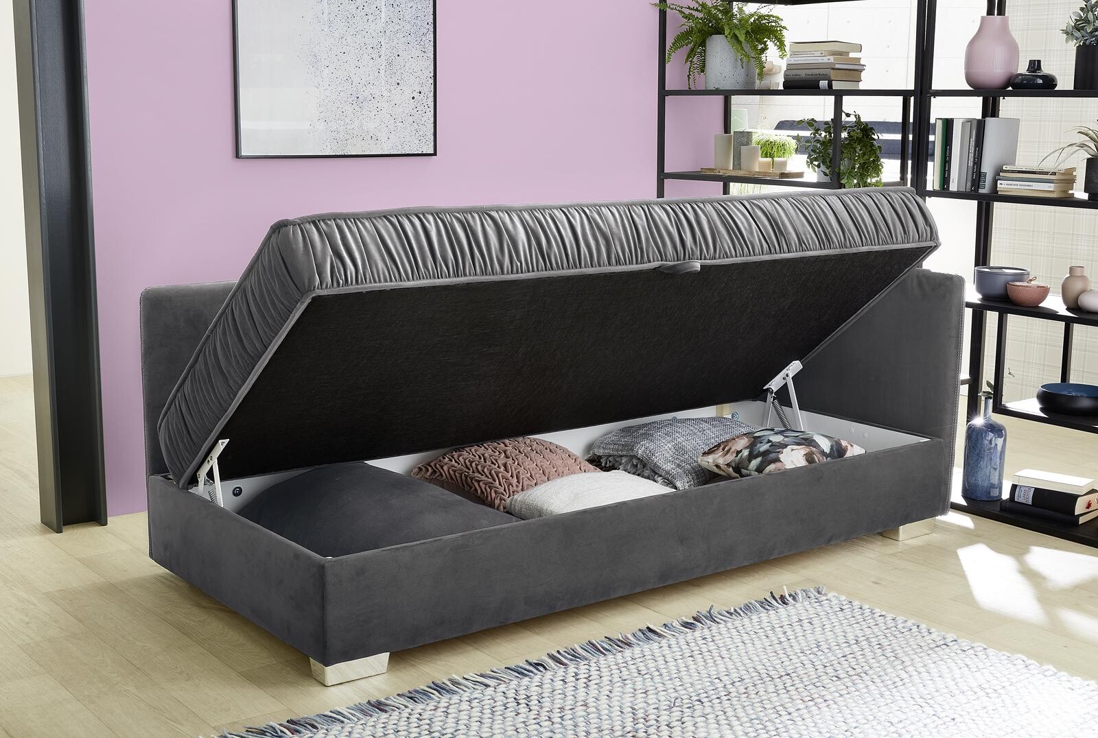 Polsterliege grau Microfaser B/H/T: ca. 207x87x98 cm