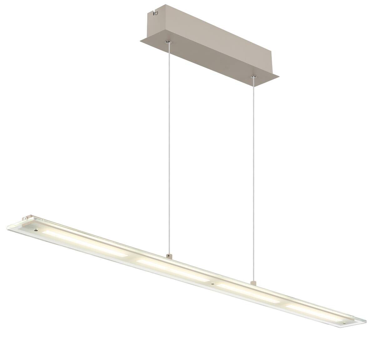 GLOBO LED-Pendelleuchte Novak sand Metall Glas B/L/D: ca. 9x115x150 cm