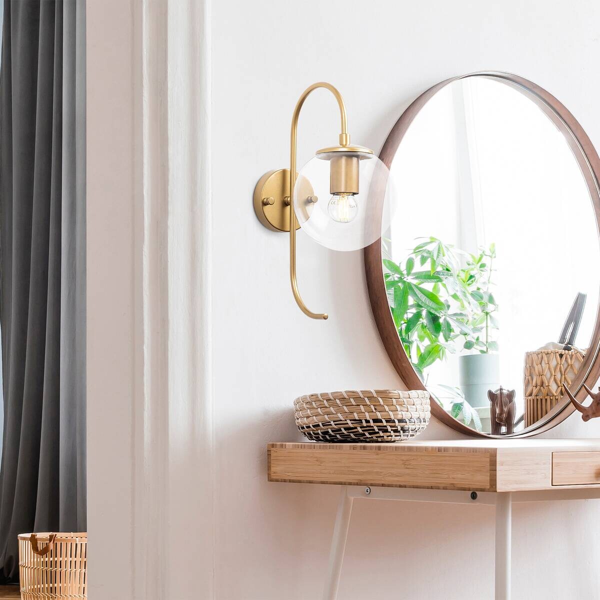 Opviq Wandleuchte Jewel gold Glas Metall B/H/T/L/D: ca. 27x36x27x15x15 cm E14 1 Brennstellen