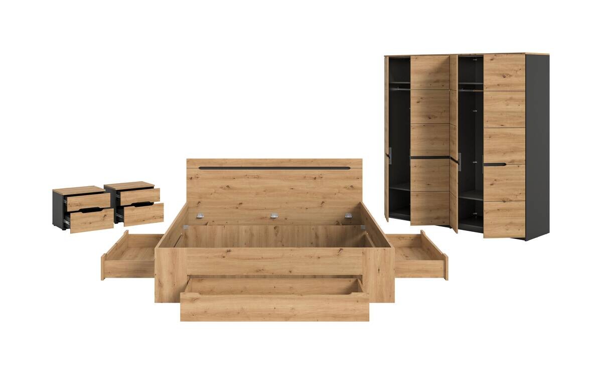 Schlafzimmer CANU, Set basaltgrau Artisan Nachbildung