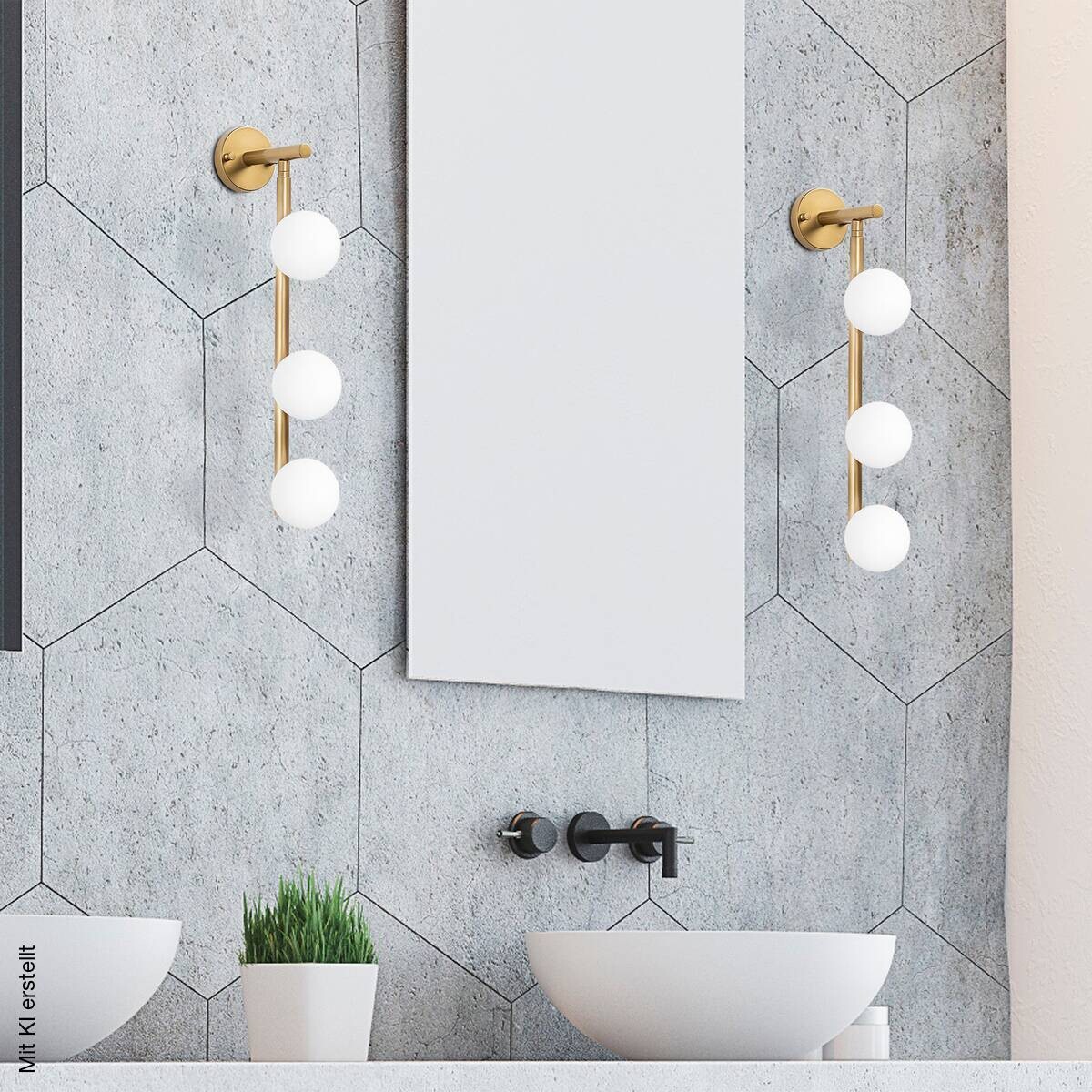 Opviq Wandleuchte gold Metall Glas B/H/L: ca. 24x59x10 cm G9 3 Brennstellen