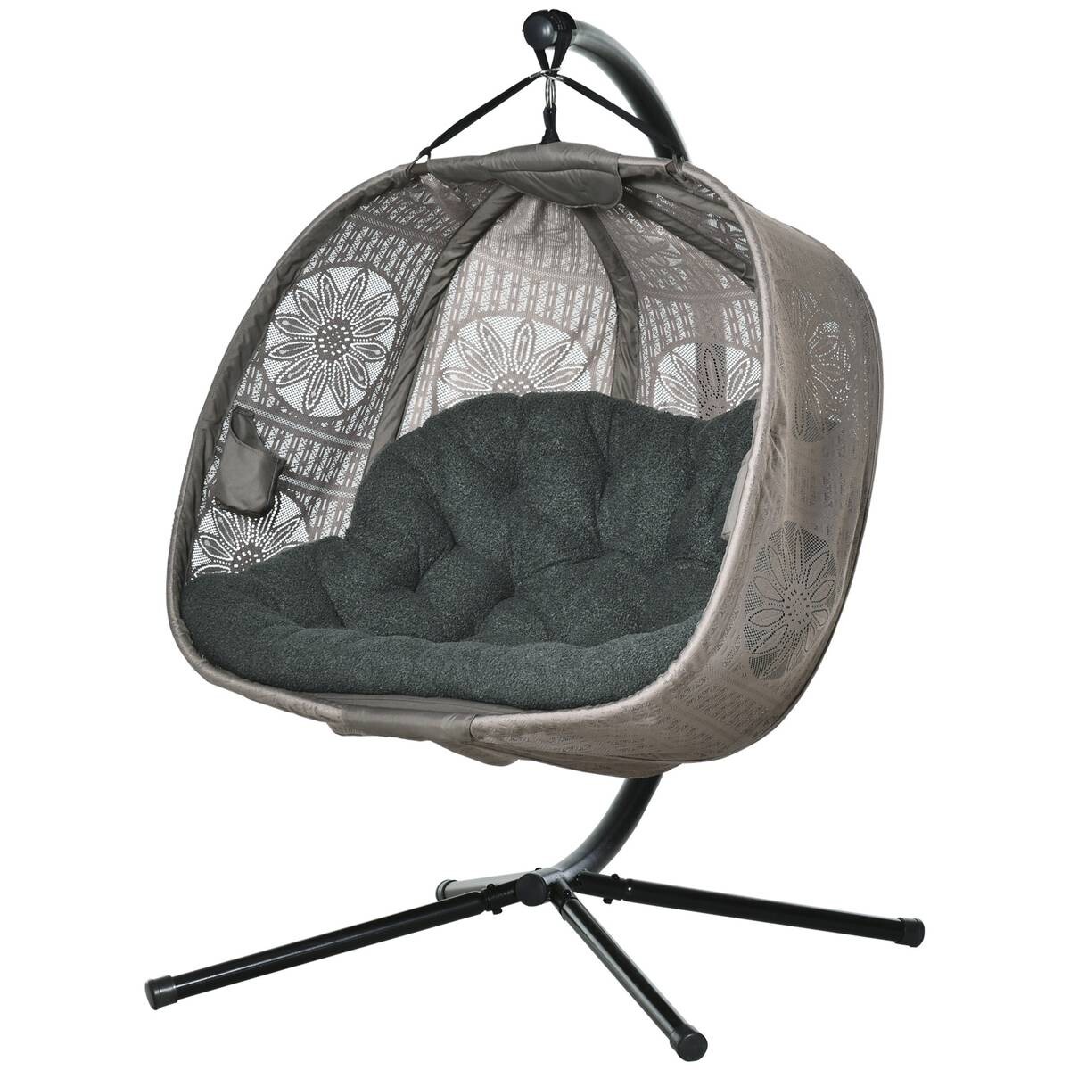 Outsunny Hängesessel mit zwei Sitzplätzen schwarz Polyester B/H/L: ca. 126x172x132 cm