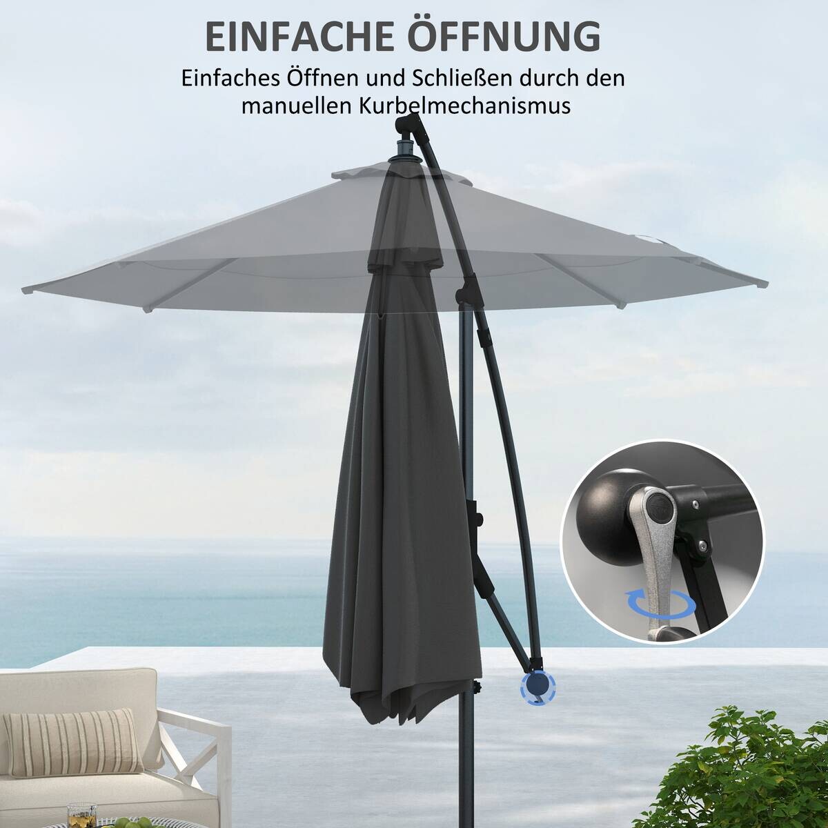 Outsunny Ampelschirm grau Metall B/H/L: ca. 293x260x293 cm