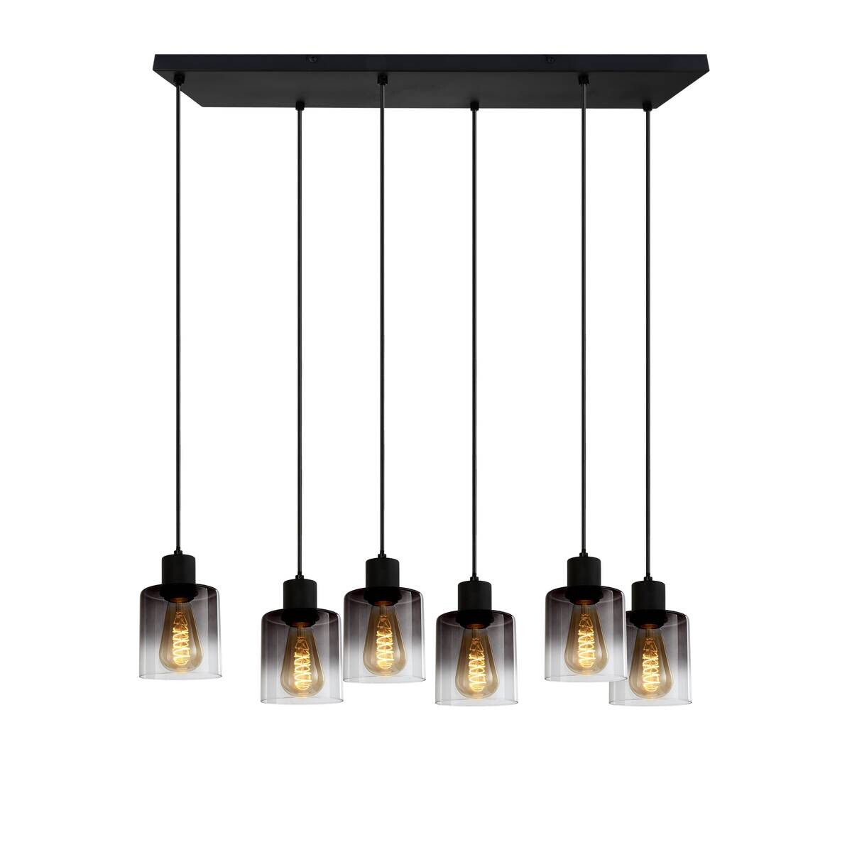 POCOline Pendelleuchte Annie schwarz Metall B/H/L: ca. 25x120x77 cm E27 4 Brennstellen