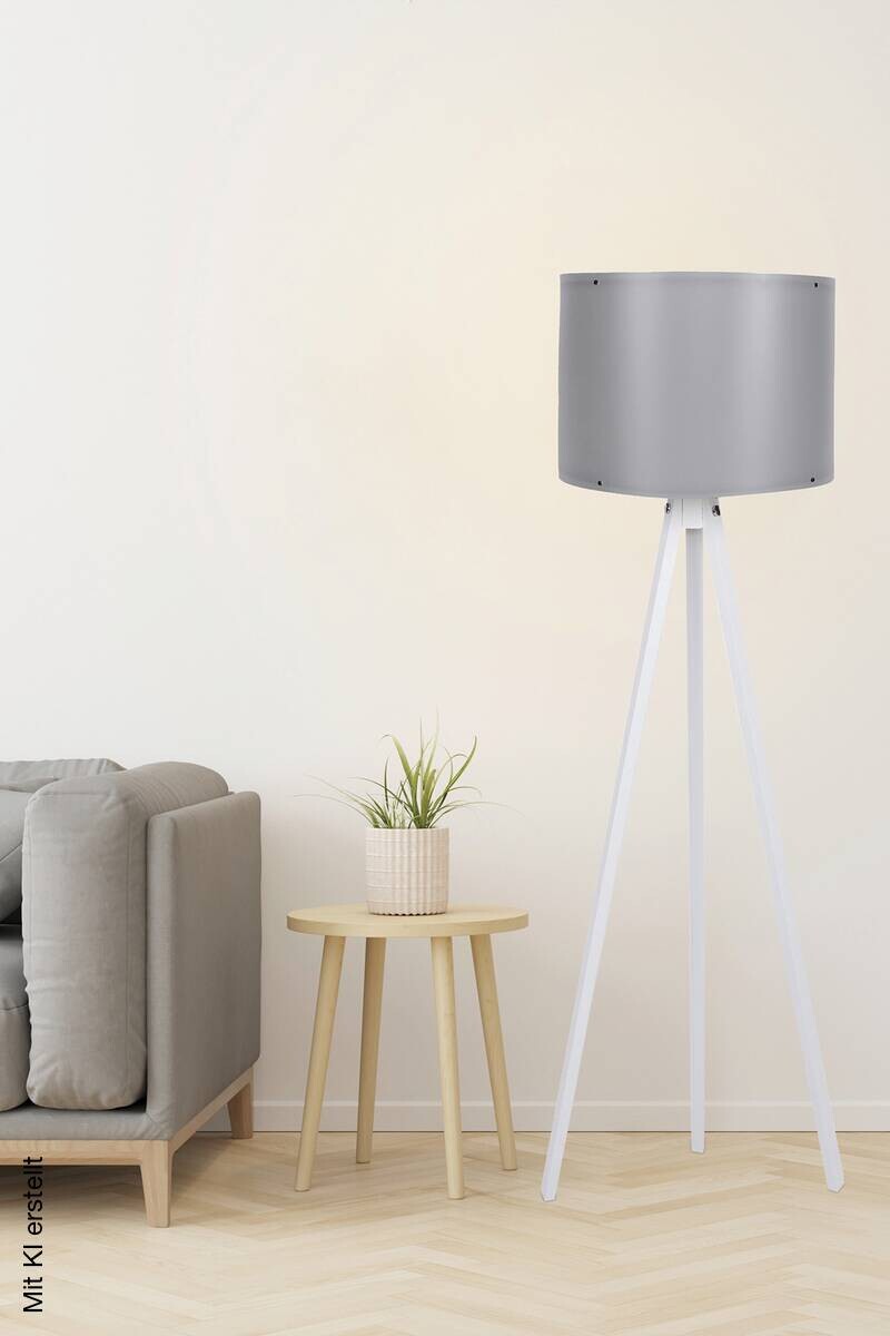 Opviq Stehlampe grau weiß MDF Polypropylen B/H/L: ca. 38x145x38 cm E27 1 Brennstellen