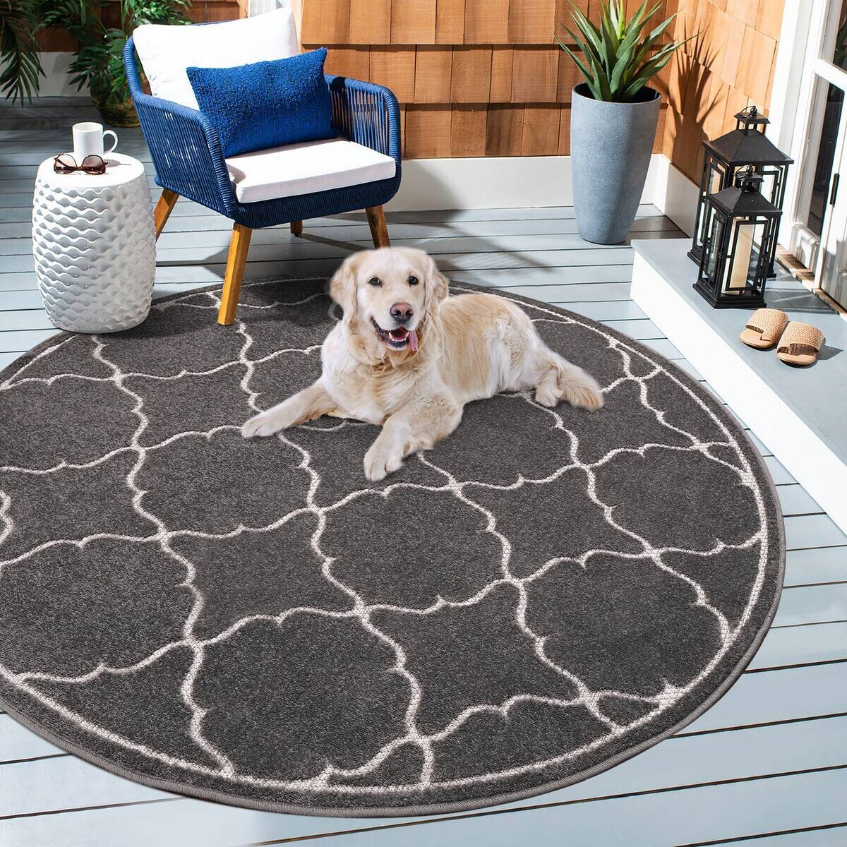 Sanat Outdoorteppich BERLIN grau B/L: ca. 120x120 cm