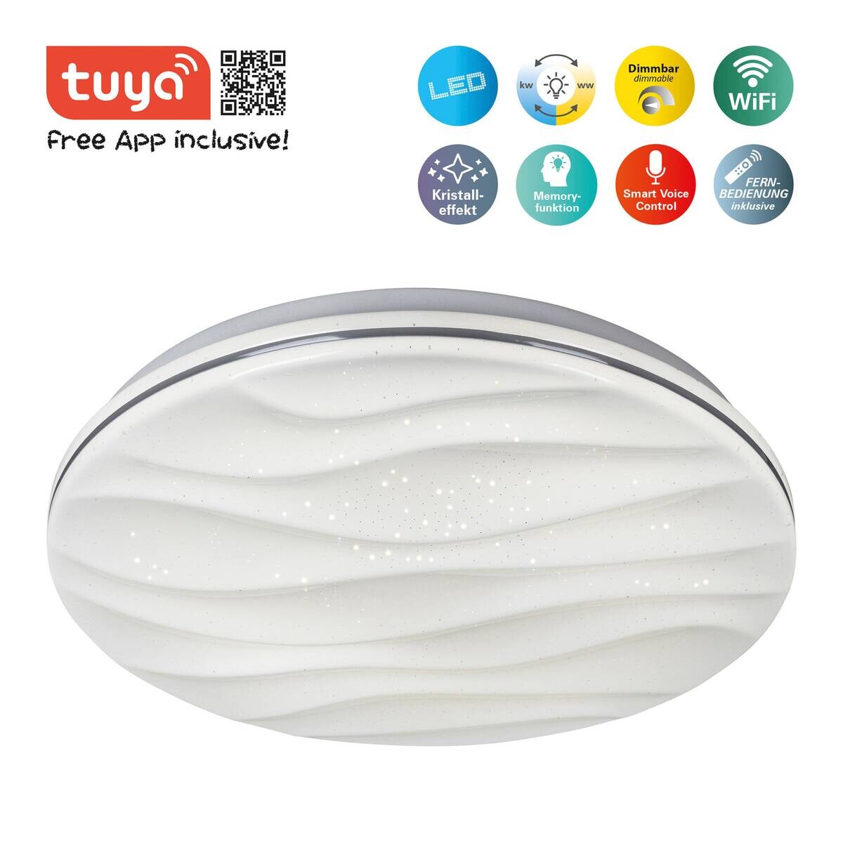 Näve Leuchten Deckenleuchte 1355923 weiß Kunststoff Metall B/H/T: ca. 38x6x38 cm null 1 Brennstellen