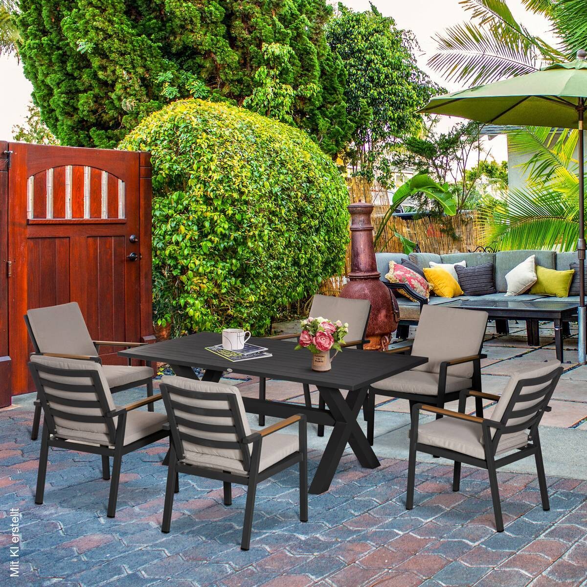 Outsunny Gartensitzgruppe grau Aluminium B/H/L: ca. 93x73x175 cm