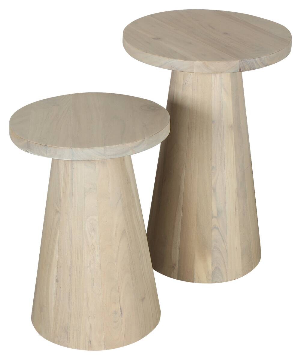 Beistelltisch CONE, 2er-Set weiß gekälkt Akazie H/D: ca. 60x40 cm