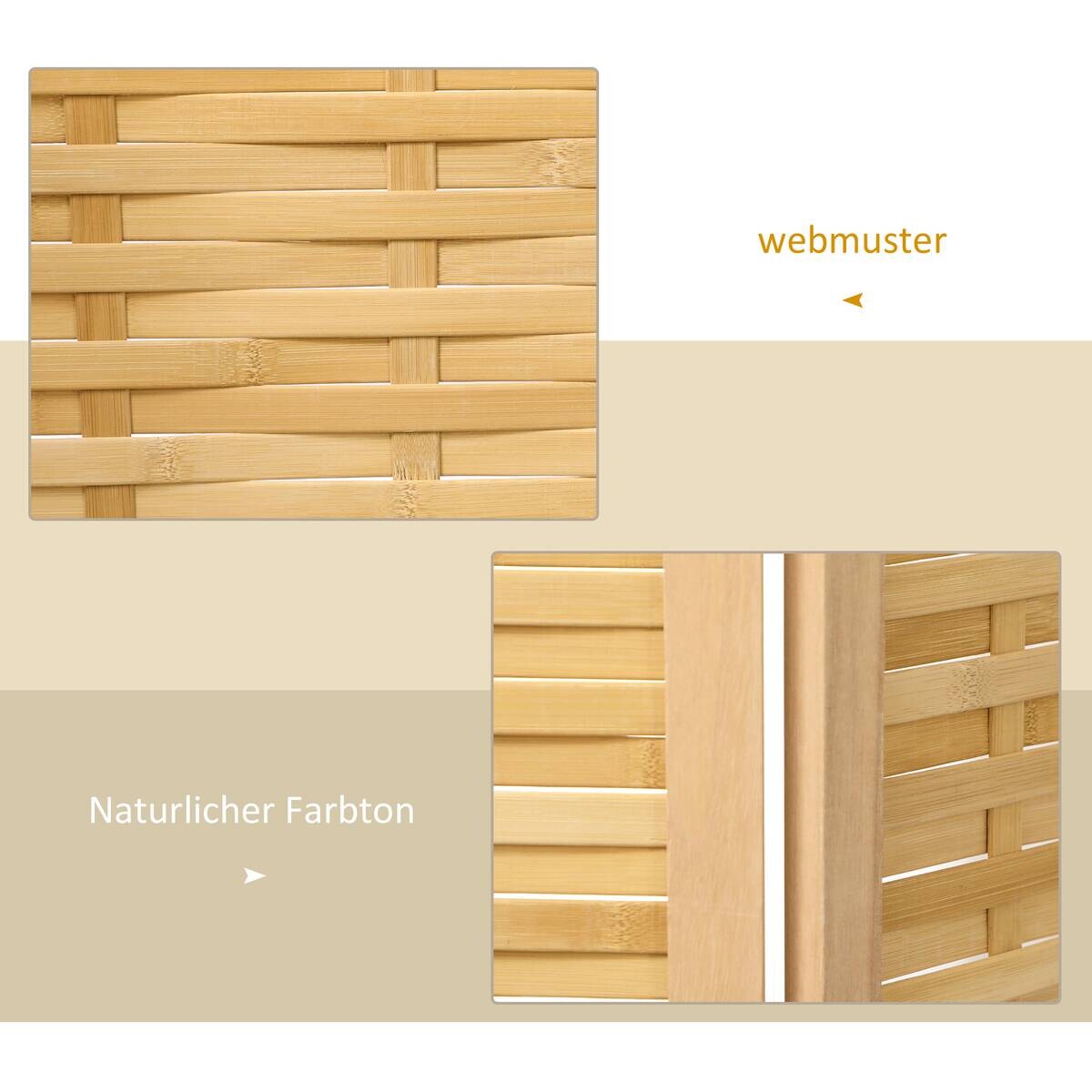 HOMCOM Paravent natur Bambus B/H/L: ca. 1,8x120x170 cm