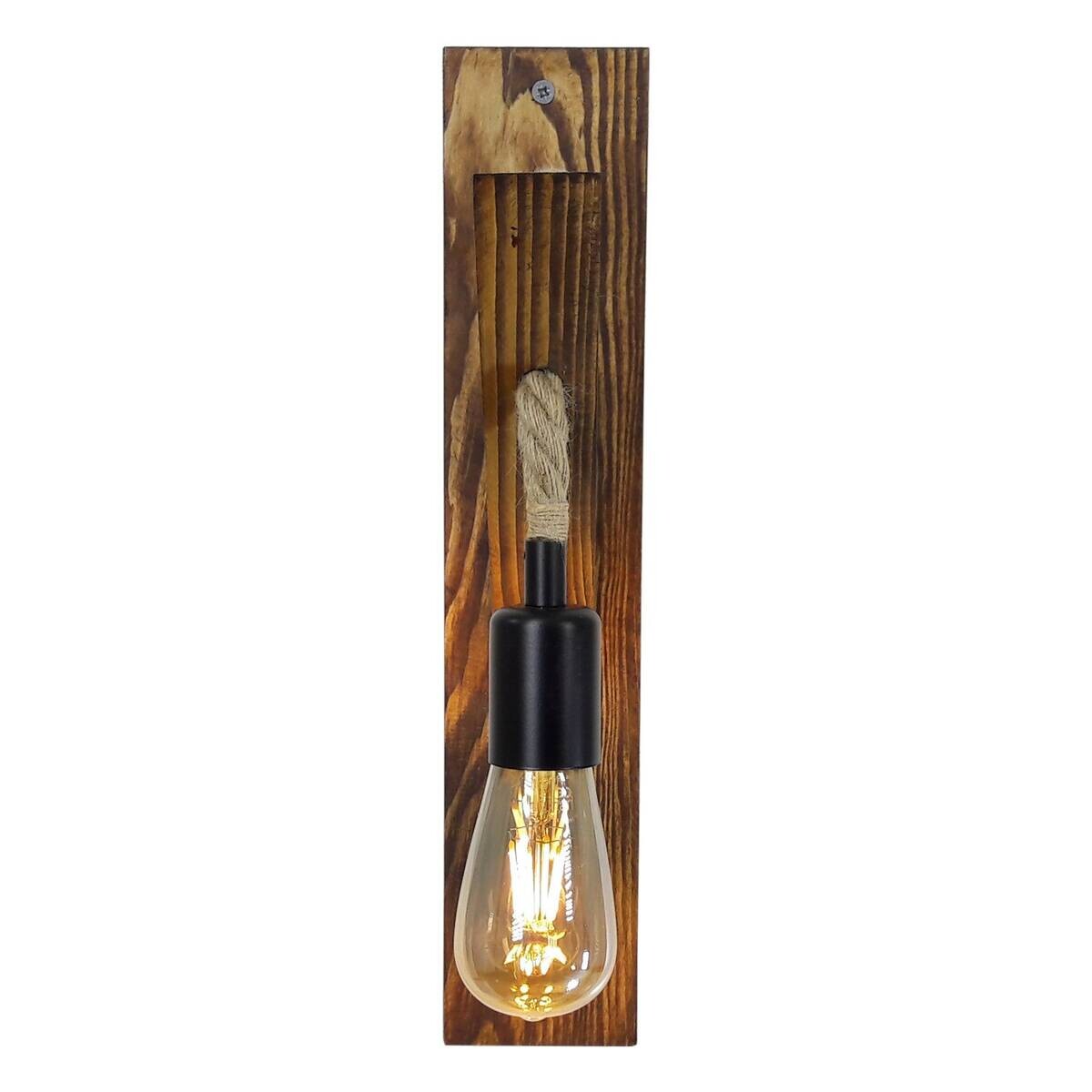 Opviq Wandleuchte nussbaum Kiefer B/H/L: ca. 9x45x23 cm E27 1 Brennstellen
