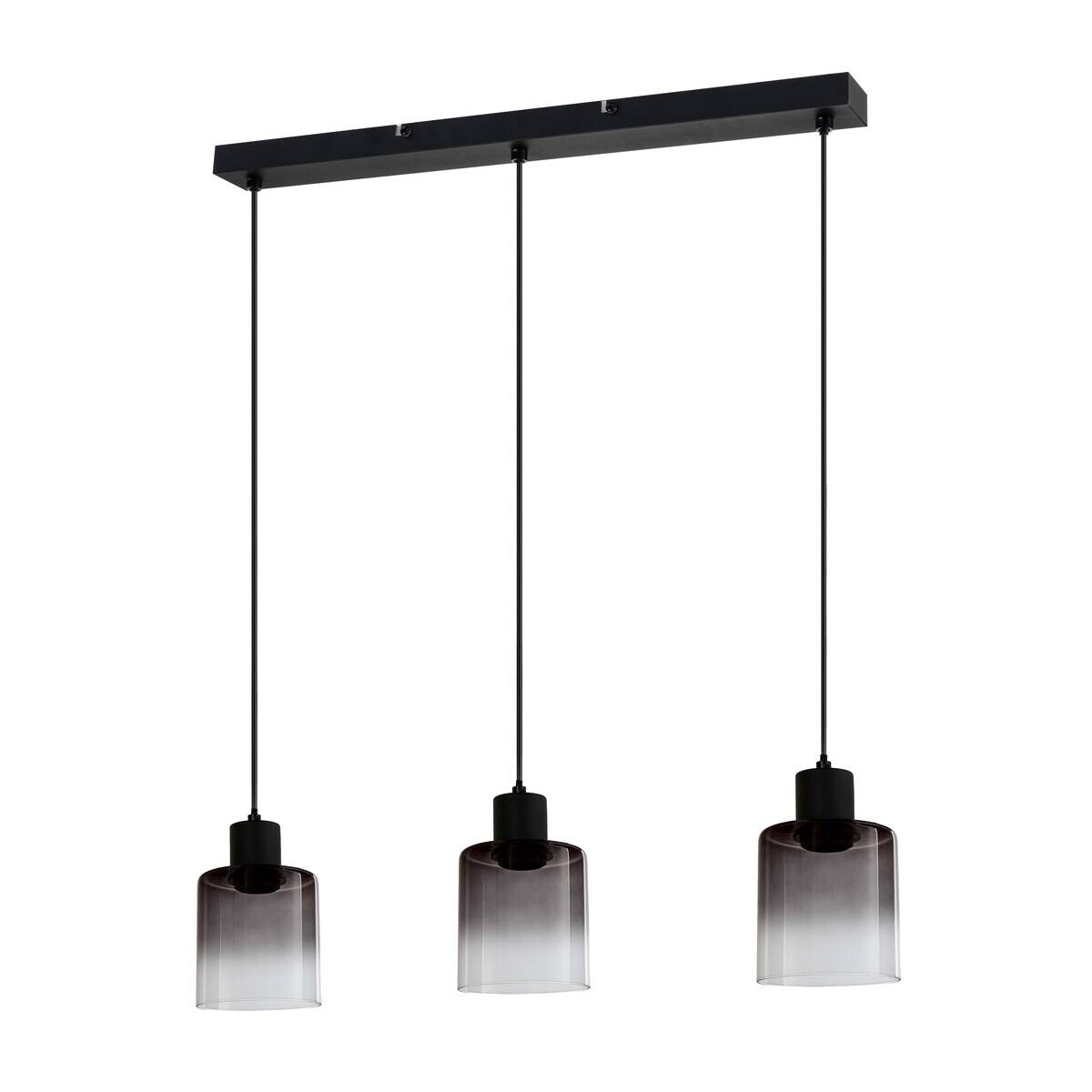 POCOline Pendelleuchte Nera schwarz Rauch Metall Rauchglas B/H/T: ca. 62x120x10 cm E27 3 Brennstellen