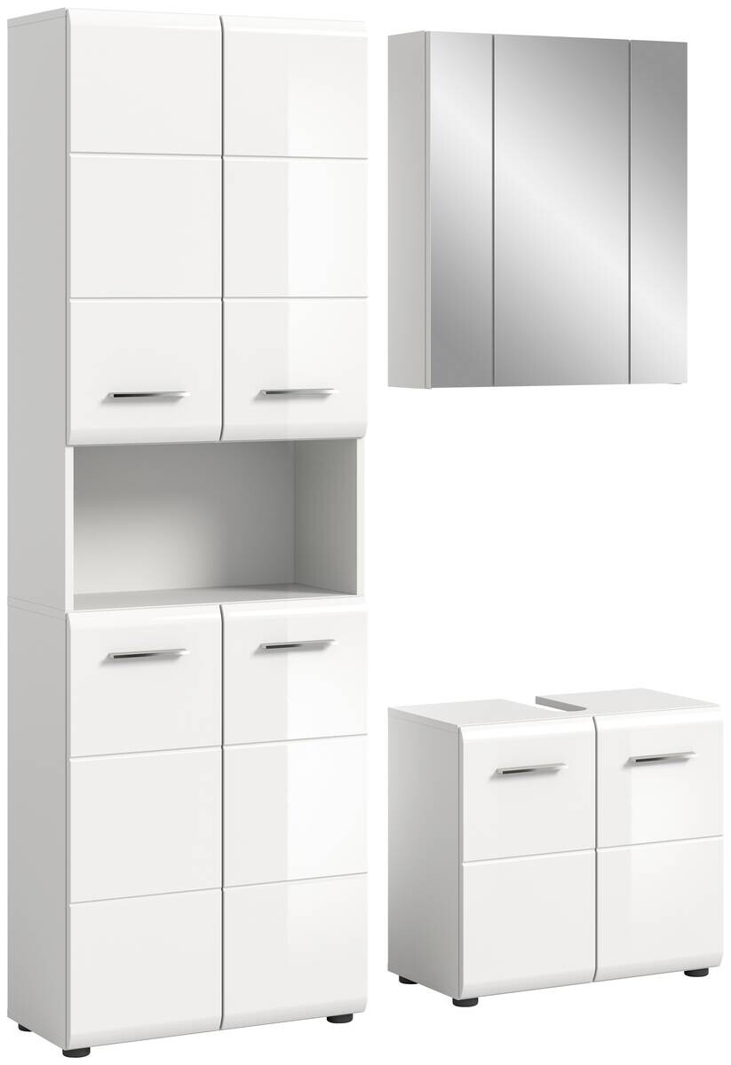 Badezimmer-Set ICE weiß weiß Hochglanz B/H/T: ca. 135x190x32 cm