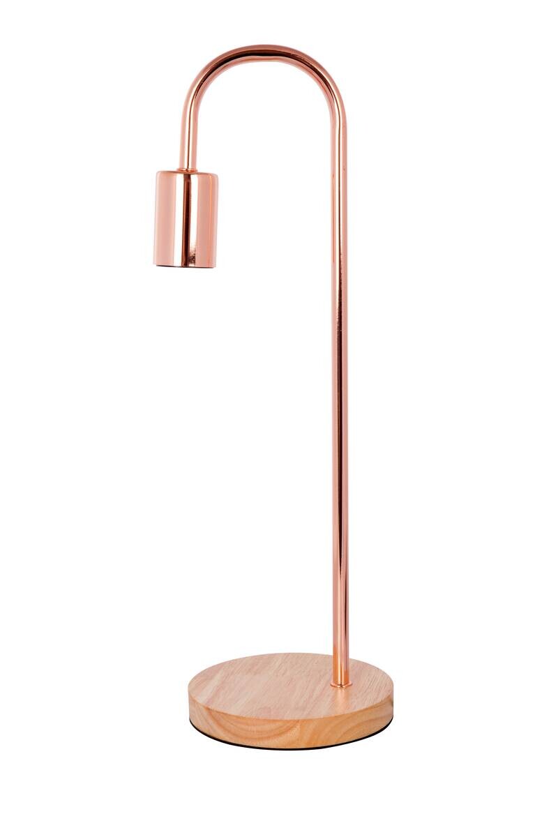 Kayoom Tischleuchte Kupfer rosé Holz Metall B/H/L: ca. 15x47x15 cm E27 1 Brennstellen