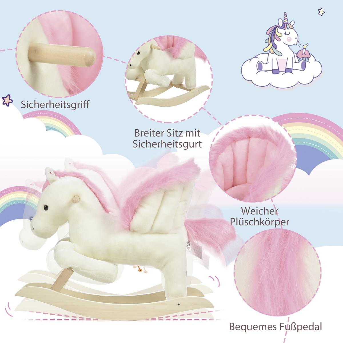 HOMCOM Kinder-Schaukelpferd B/H/L: ca. 28x57x70 cm