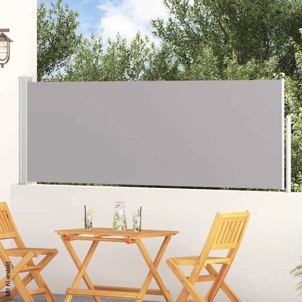 vidaXL Seitenmarkise grau 100% Polyester Eisen B/H/T/L: ca. 300x100x300x300 cm