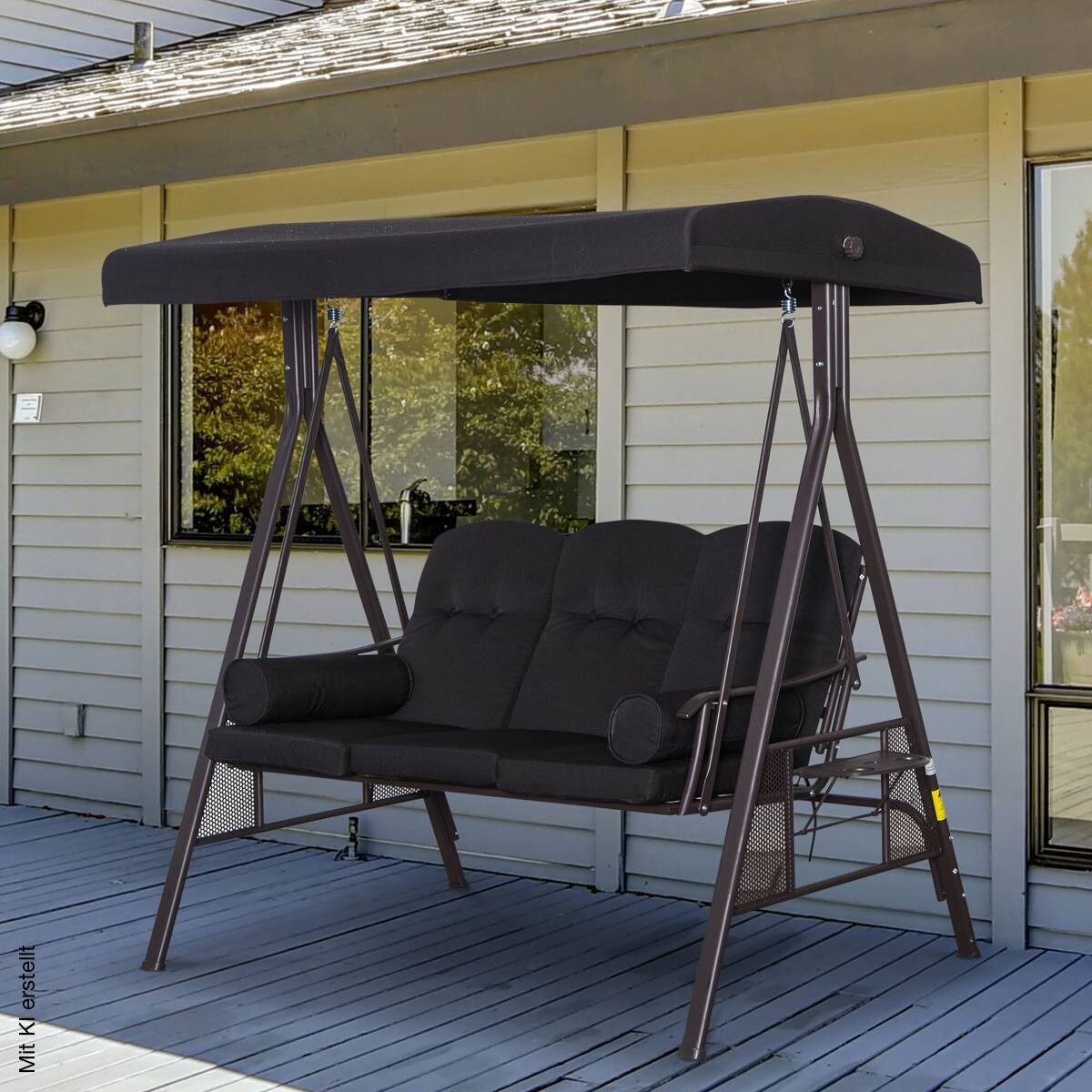 Outsunny Hollywoodschaukel schwarz Metall B/H/L: ca. 116x183x206 cm