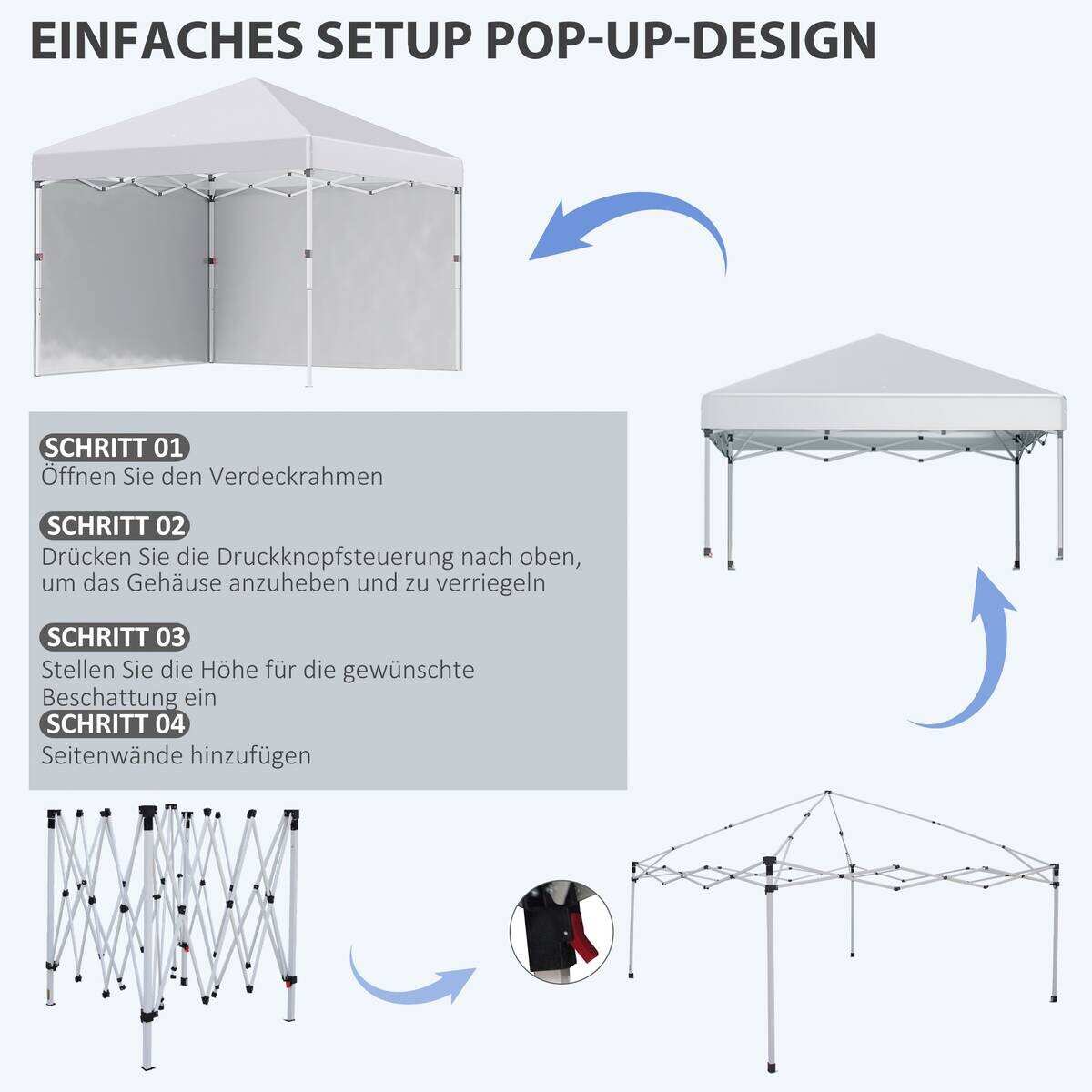 Outsunny Pavillon weiß Polyester B/H/L: ca. 297x297x274 cm