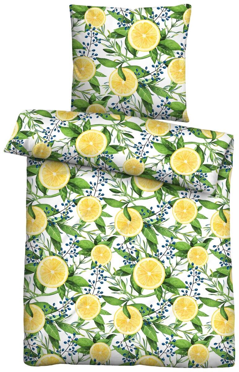 Microfaser Bettwäsche grün gelb 100% Polyester B/L: ca. 135x200 cm