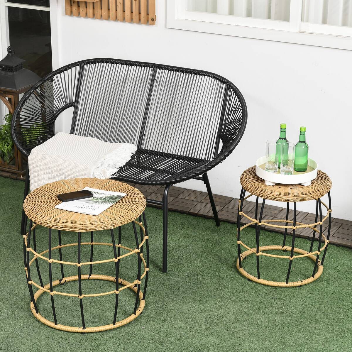 Outsunny Beistelltisch khaki Polypropylen B/H/L: ca. 58x58x53 cm