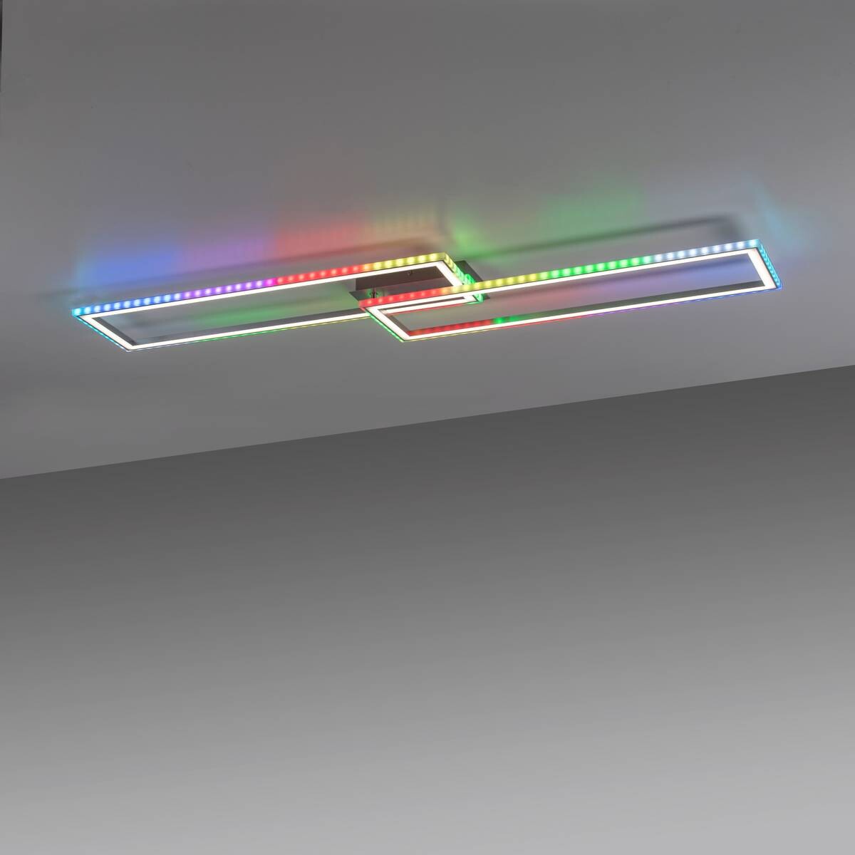 Just Light LED-Deckenleuchte FELIX60 14635-55 stahlfarbig weiß Kunststoff Stahl B/H/T: ca. 121x6,4x72 cm 2 Brennstellen