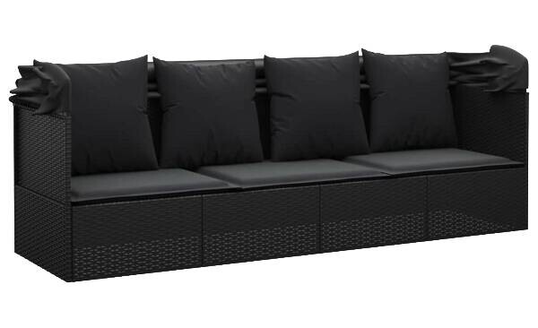 vidaXL Loungebett schwarz Rattan B/H/L: ca. 65x127x203 cm