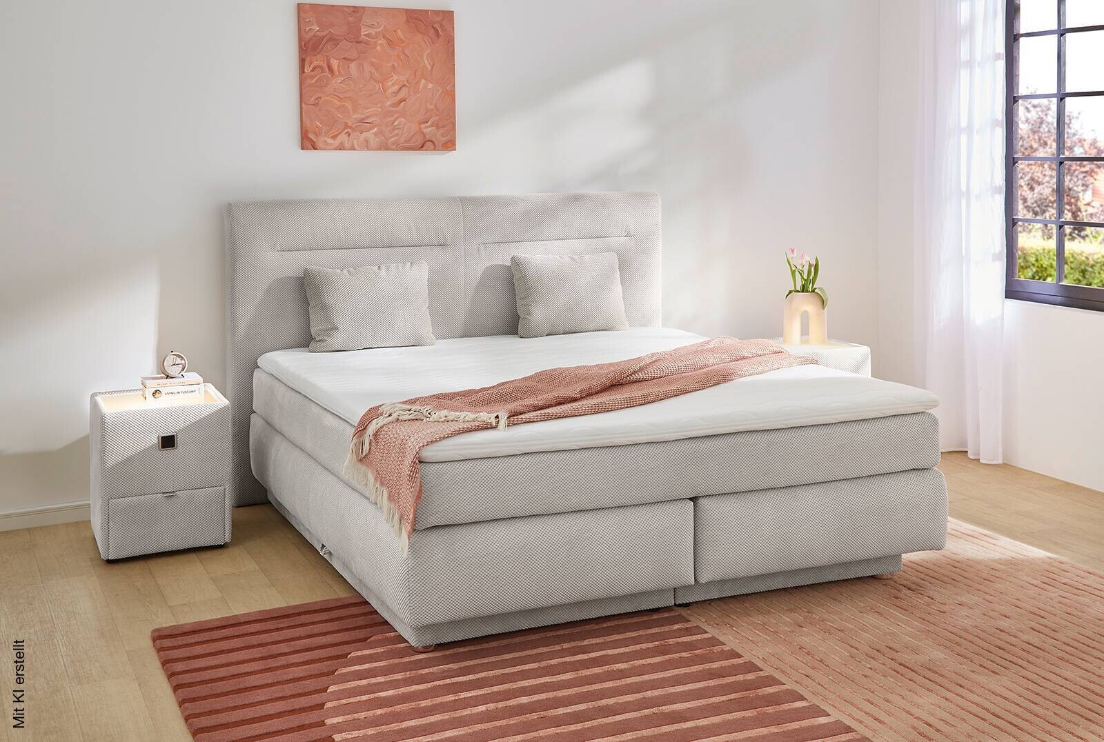 Boxspringbett hellgrau Liegefläche B/L: ca. 180x200 cm