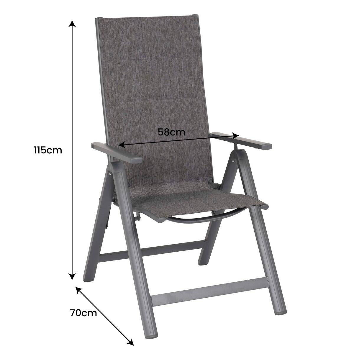 POCOline Klappsessel Boston anthrazit Alu B/H/L: ca. 70x115x58 cm