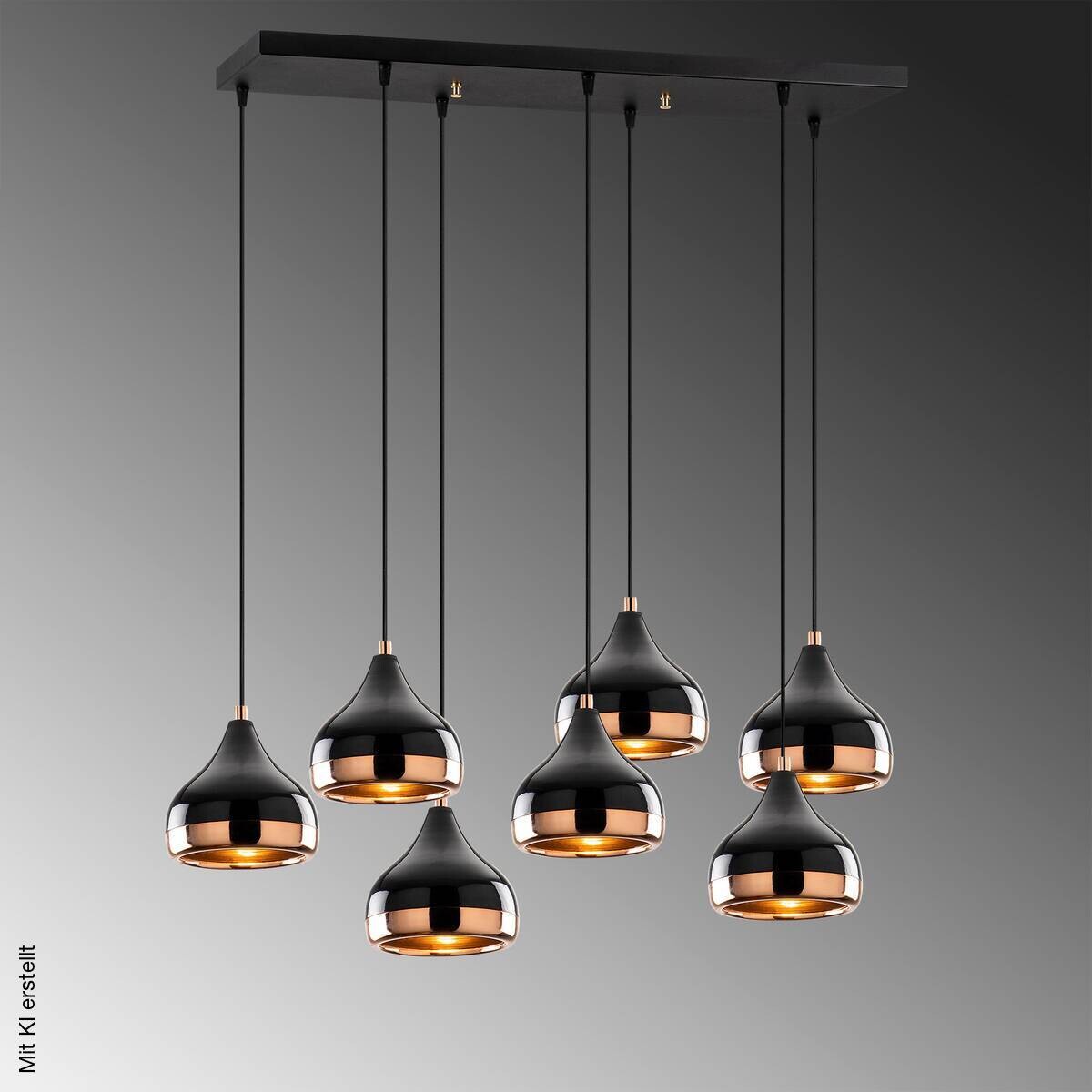 Opviq Pendelleuchte Yildo-6894 schwarz B/H/T/L: ca. 88x112x36x88 cm E27 7 Brennstellen