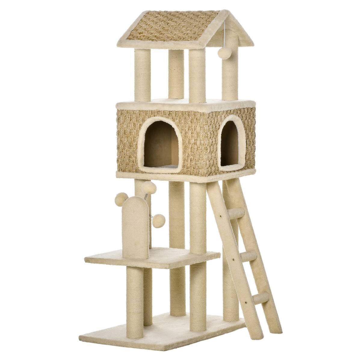 PawHut Kratzbaum beige Polyester B/H/L: ca. 40x131x69 cm