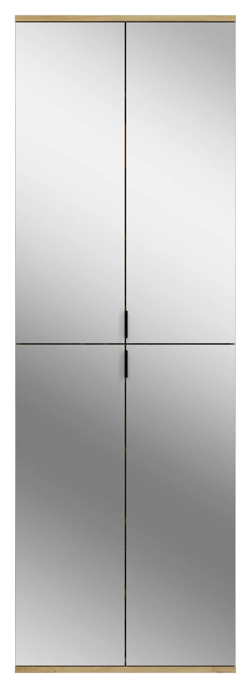 Garderobe PROJEKT Eiche Artisan Nachbildung weiß Hochglanz Spiegel B/H/T: ca. 212x193x34 cm