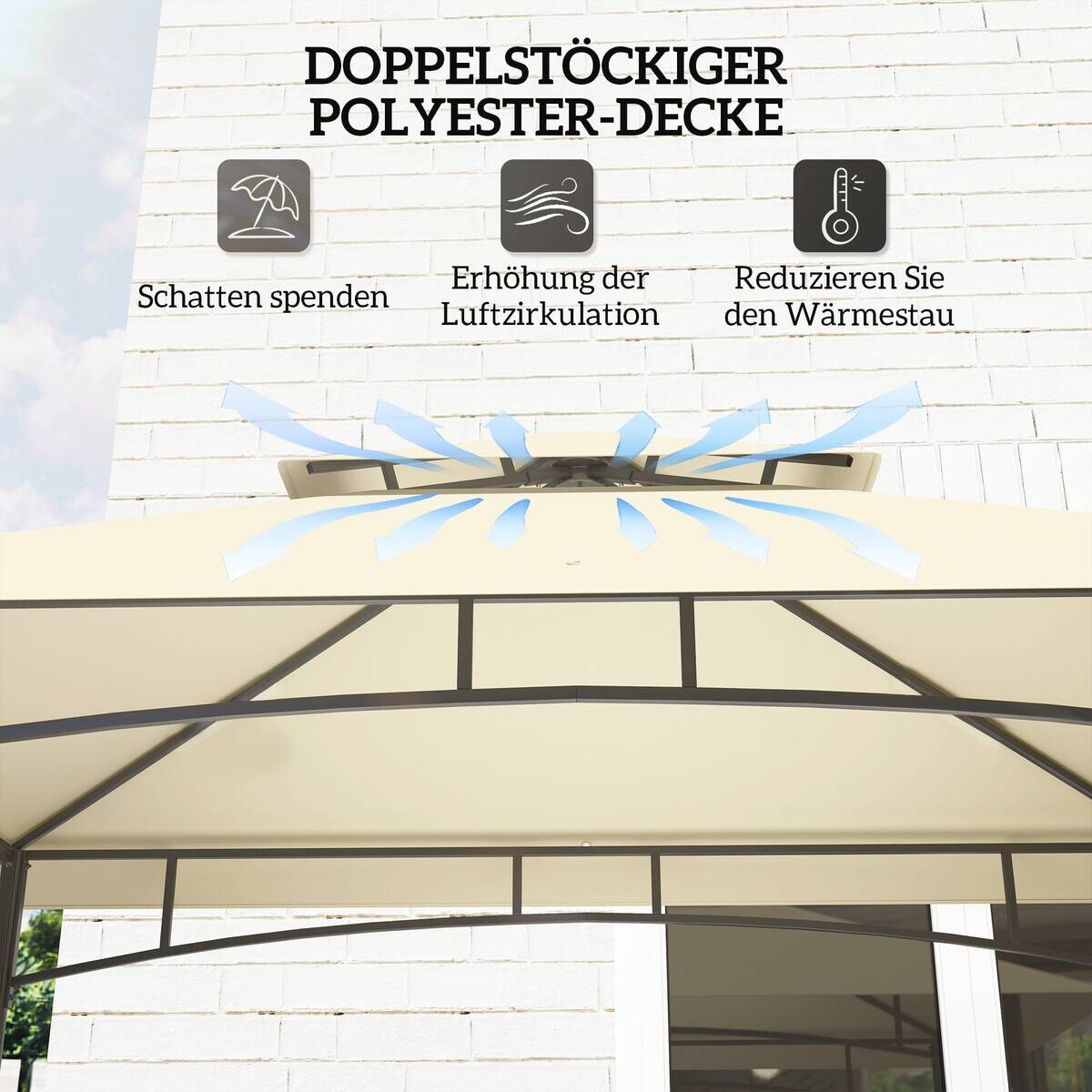 Outsunny Grillpavillon beige Stahl B/H/L: ca. 150x257x240 cm