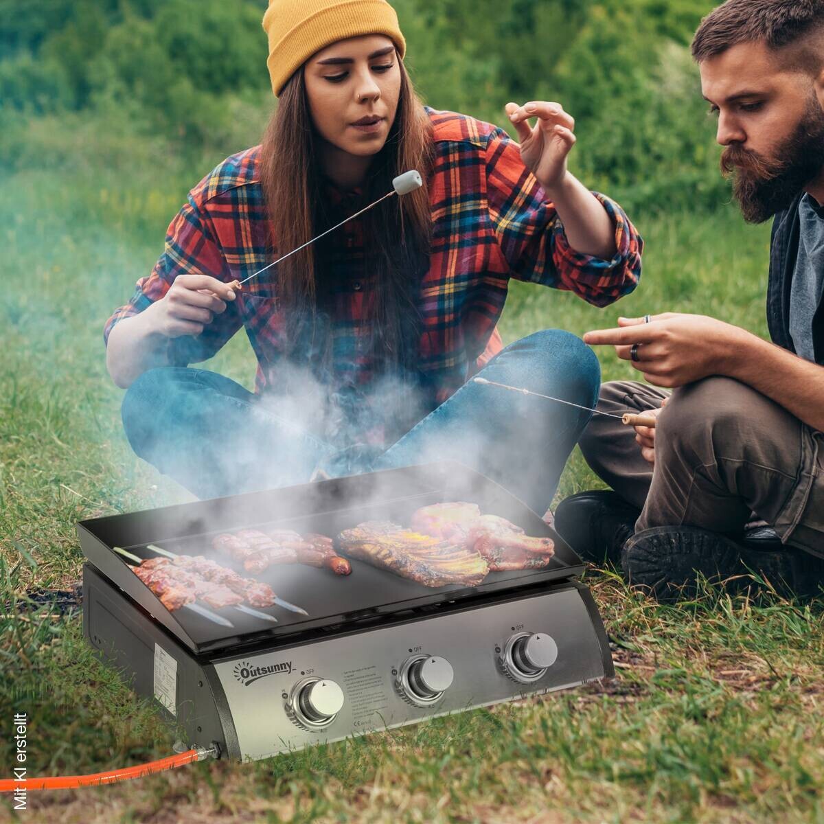 Outsunny Gasgrill Metall B/H/L: ca. 48x21x63 cm