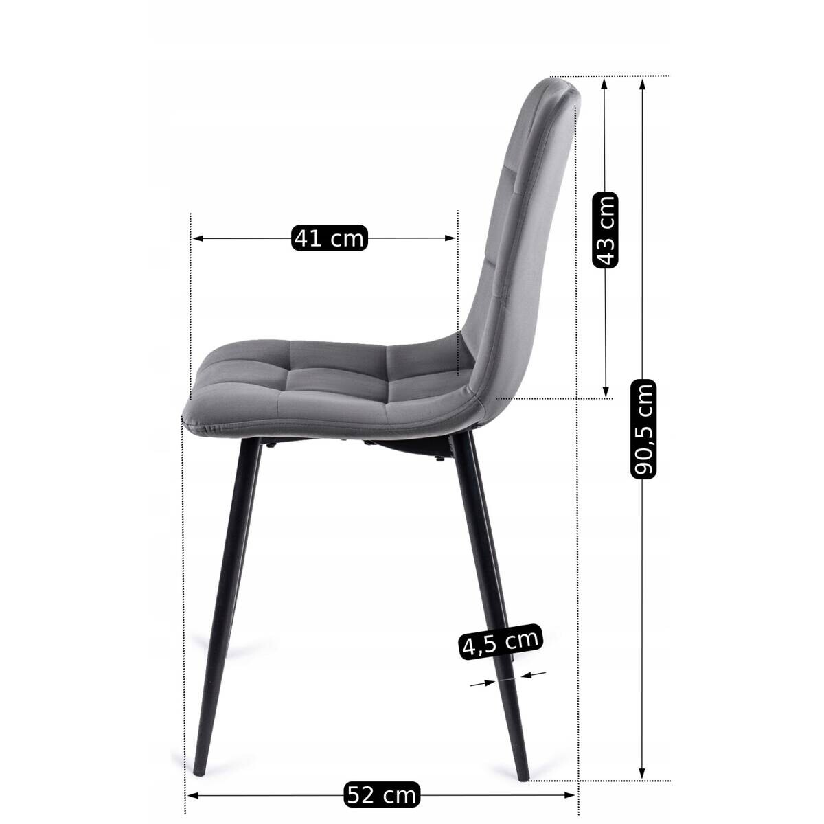 Stuhl PERU grau Velourstoff B/H/T: ca. 42x90,5x52 cm