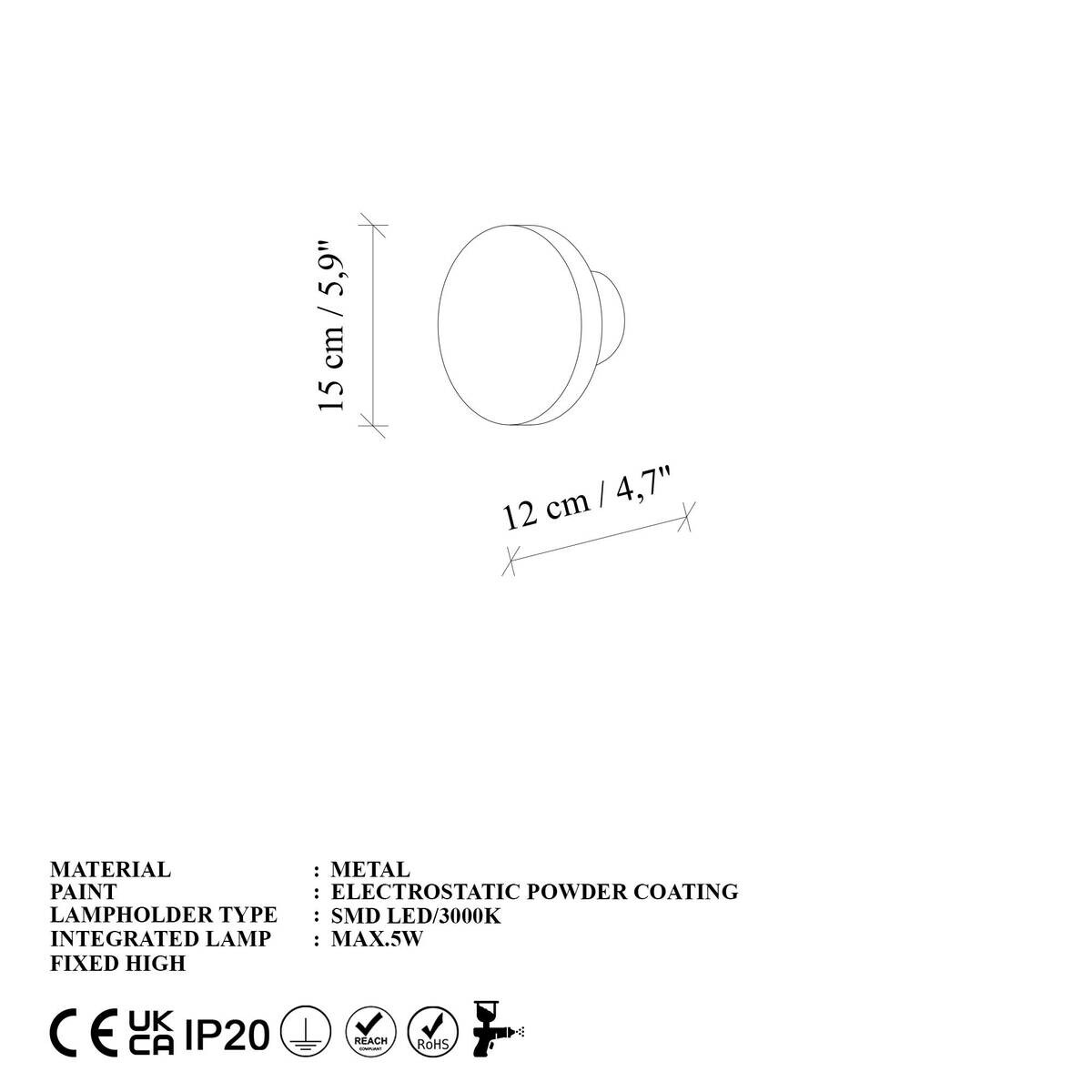 Opviq LED-Wandleuchte B/H/T: ca. 15x12x15 cm 1 Brennstellen