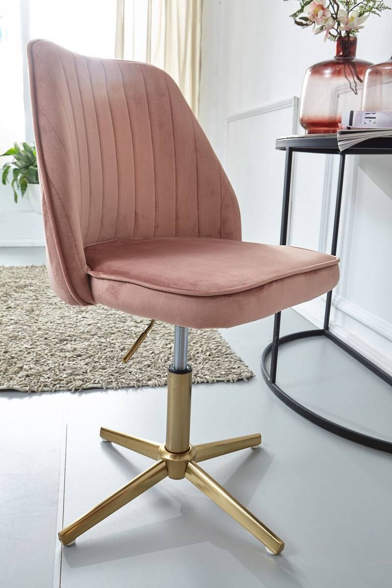 Drehstuhl rosa gold Stoff Eisen