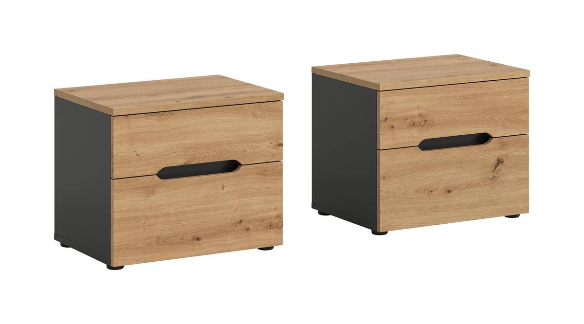 Nachtkonsolen CANU, 2er-Set basaltgrau Artisan Nachbildung B/H/T: ca. 50x42x37 cm