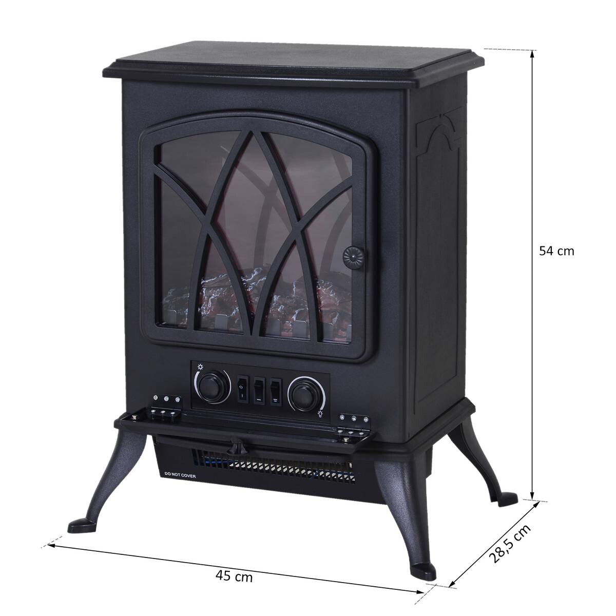 HOMCOM Elektrokamin MH820-051 schwarz Metall Glas Kunststoff B/H/T: ca. 42x54x28 cm ca. 1800 W