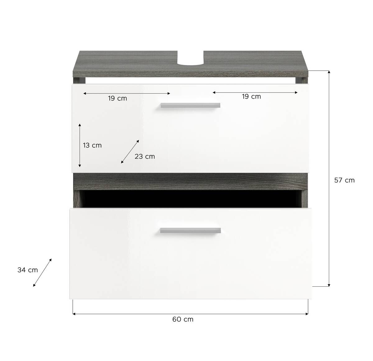 Badezimmer-Set BLAKE Rauchsilber Nachbildung weiß Hochglanz B/H/T: ca. 60x191x34 cm