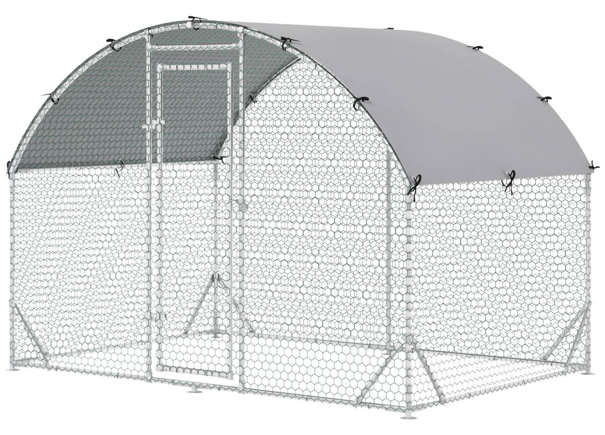 PawHut Hühnerstall silber Polyester B/H/L: ca. 190x197x280 cm