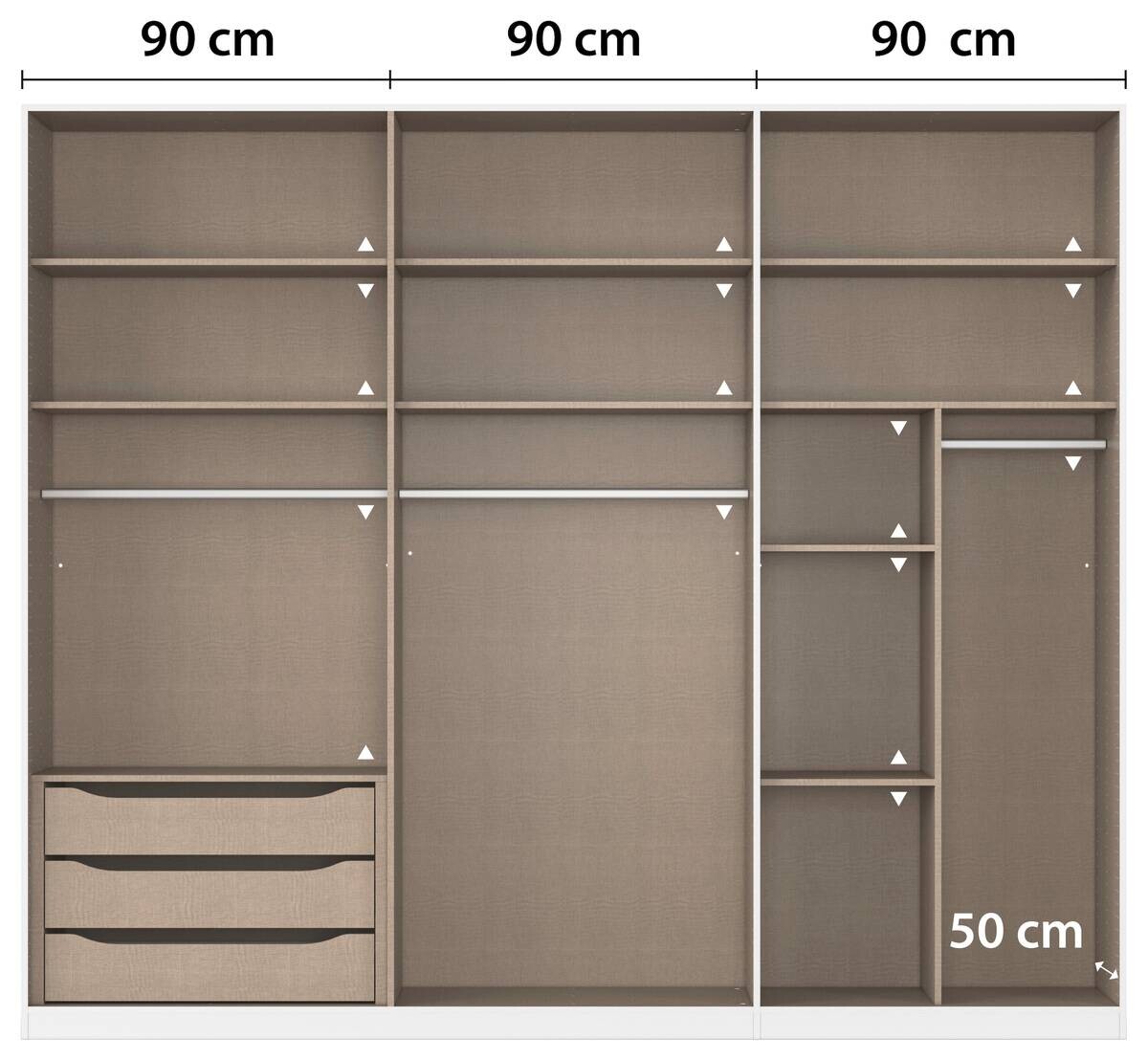 Kleiderschrank Alabama grau B/H/T: ca. 271x229x54 cm