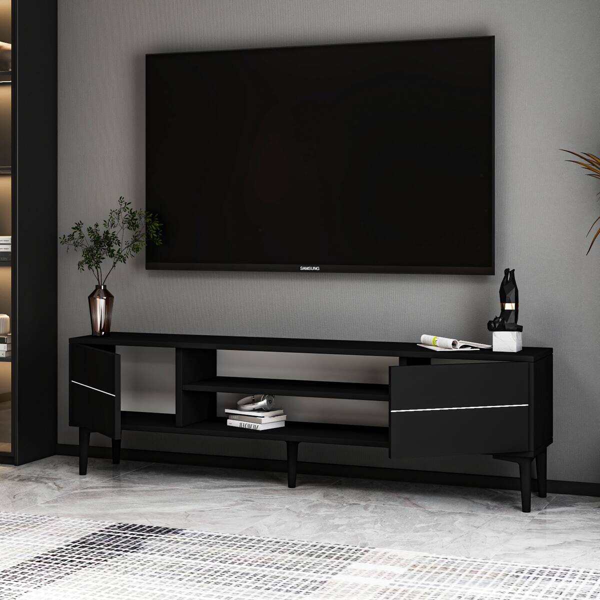 TV-Lowboard Aragon schwarz B/H/T: ca. 140x29,6x44 cm
