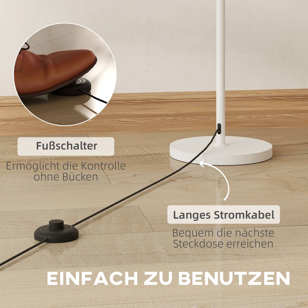 HOMCOM Stehleuchte weiß Metall Kunststoff B/H/L: ca. 35x153x35 cm E27 1 Brennstellen