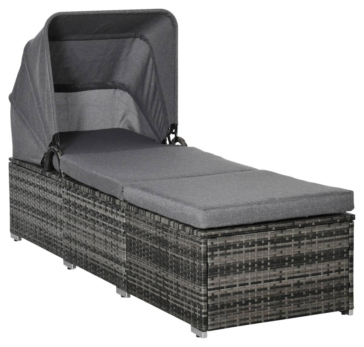 Outsunny Gartenliege grau Edelstahl B/H/L: ca. 65x195x40 cm