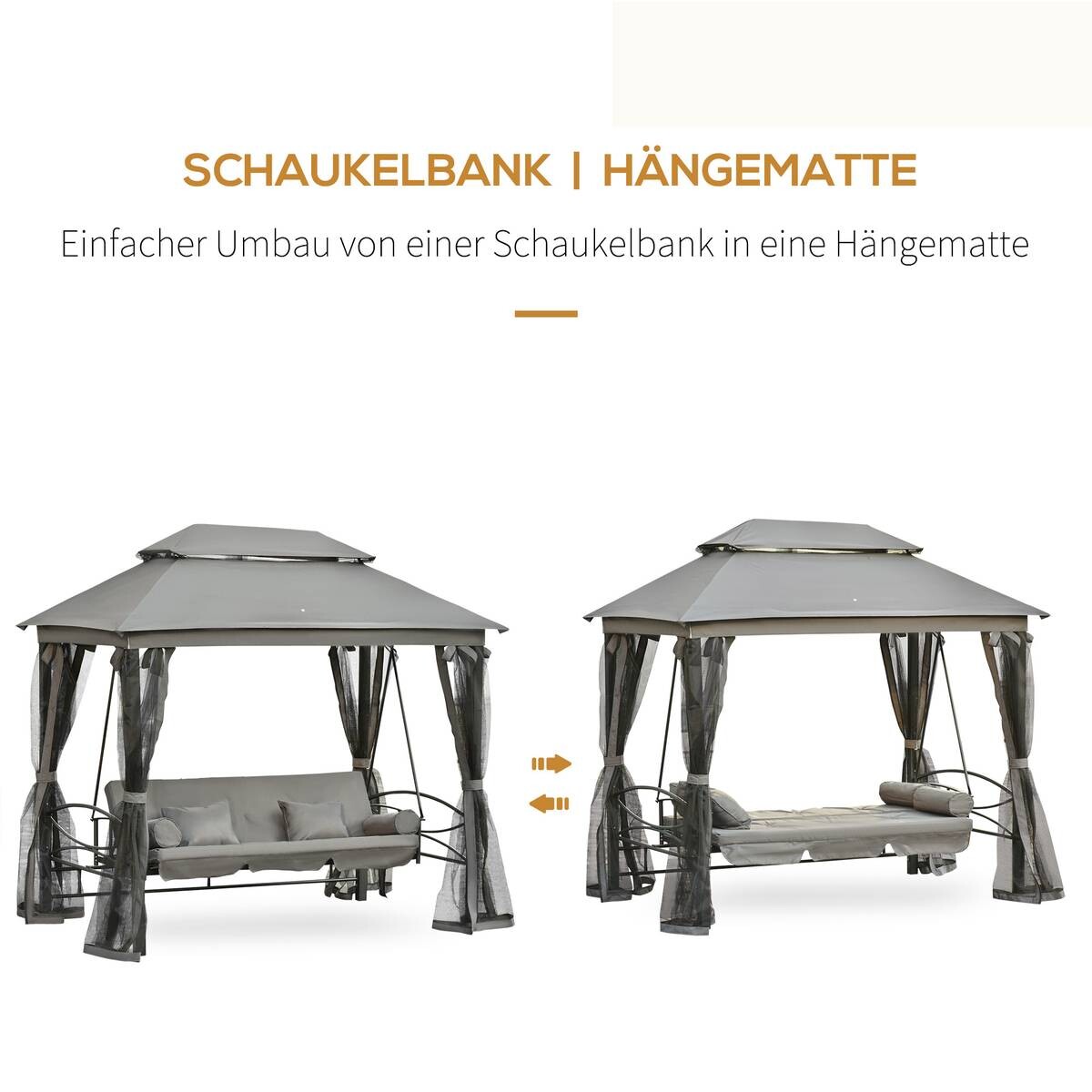 Outsunny Hollywoodschaukel grau Stahl B/H/L: ca. 172x248x256 cm