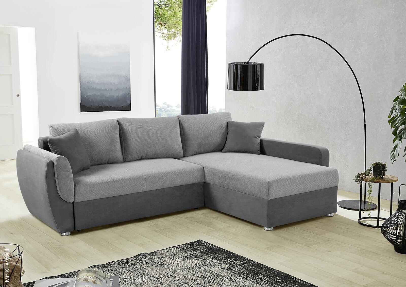 Ecksofa mit Bettfunktion und Bettkasten anthrazit grau Polyester B/H/T: ca. 247x82x178 cm