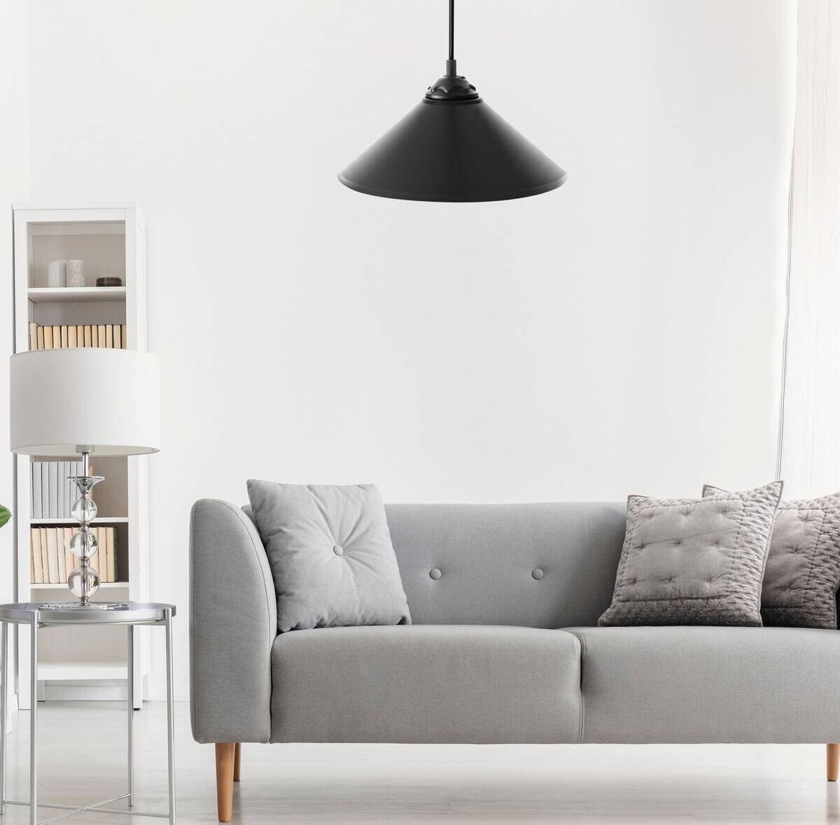 Opviq Pendelleuchte schwarz Polycarbonat B/H/T/L: ca. 6,5x50x25x6,5 cm E27 1 Brennstellen