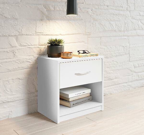 Nachtkonsole Pepe weiß B/H/T: ca. 39x41x28 cm
