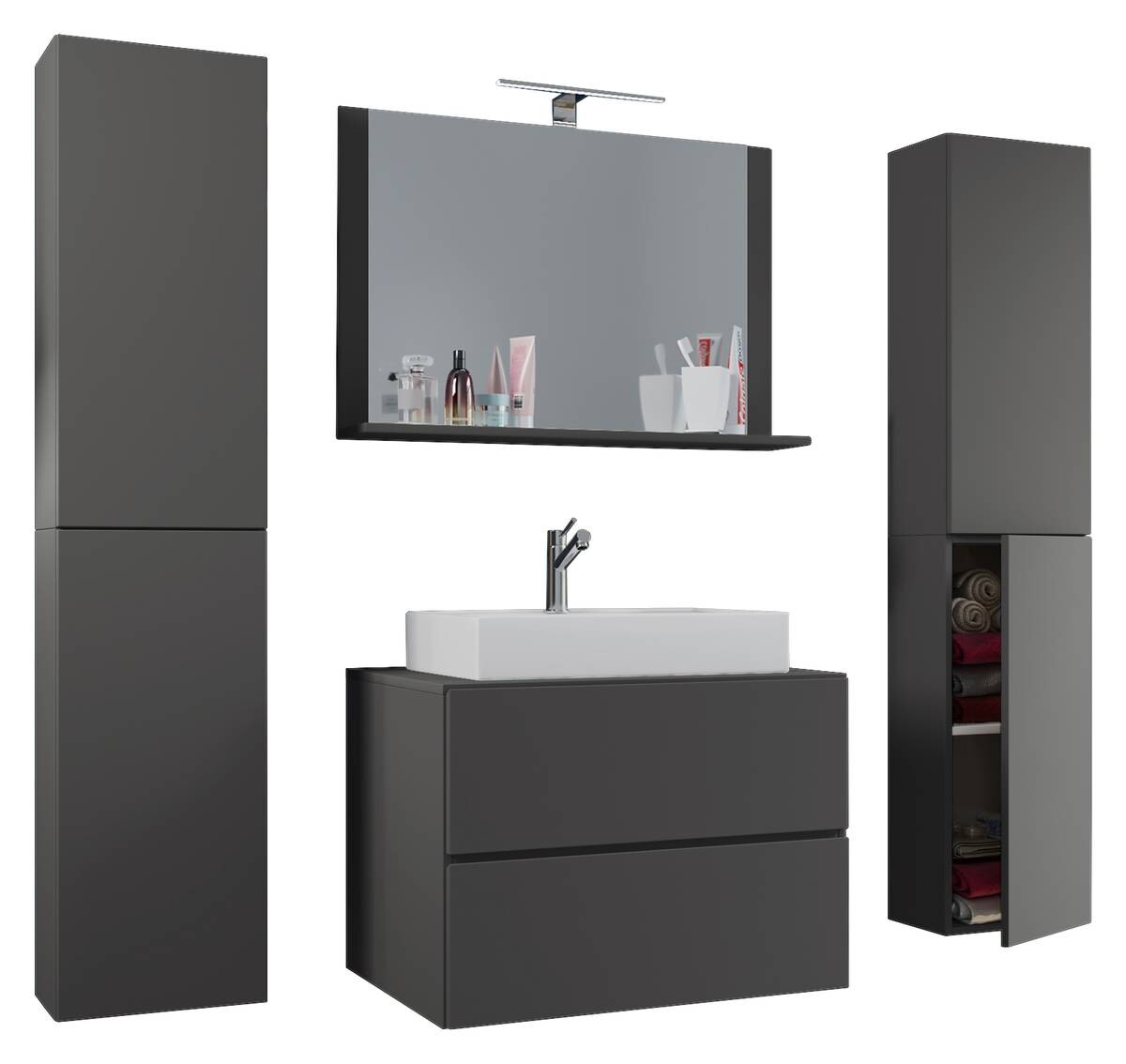 Waschplatz 5tlg-Lendas anthrazit weiß B/H/T: ca. 80x52x52 cm